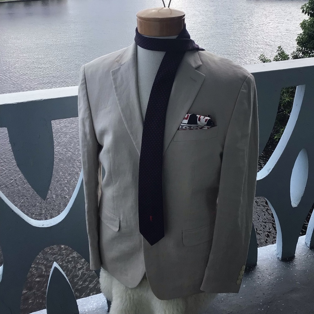 Ralph Lauren 100% Linen Men's Two Button Blazer Size 40S Made in India Excellent